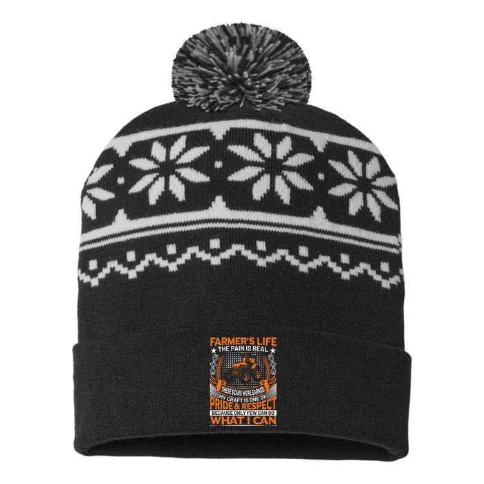 Funny Farmer’s Life Tractors Planting Crops USA-Made Snowflake Beanie