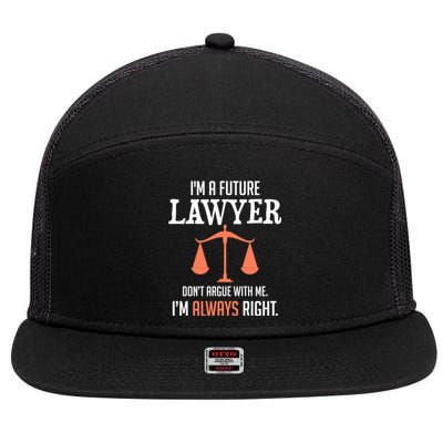 Funny Future Lawyer Law School Student Gift 7 Panel Mesh Trucker Snapback Hat