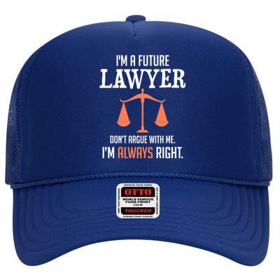 Funny Future Lawyer Law School Student Gift High Crown Mesh Back Trucker Hat