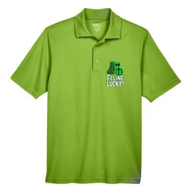 Funny Feline Lucky Feeling My Cats Luck St Patrick's Gift Men's Origin Performance Pique Polo