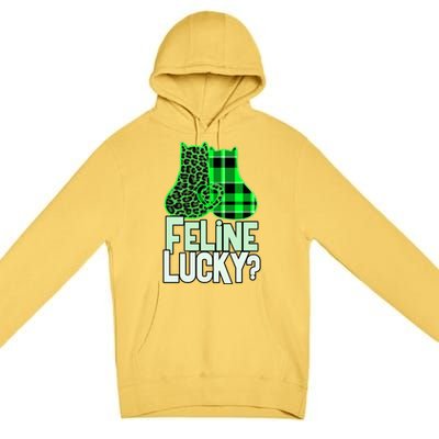 Funny Feline Lucky Feeling My Cats Luck St Patrick's Gift Premium Pullover Hoodie