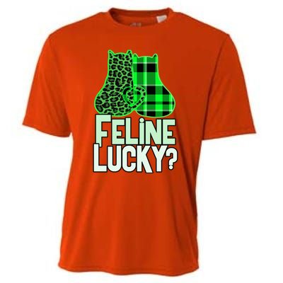 Funny Feline Lucky Feeling My Cats Luck St Patrick's Gift Cooling Performance Crew T-Shirt