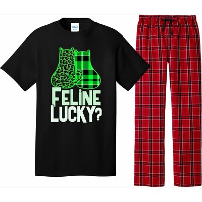 Funny Feline Lucky Feeling My Cats Luck St Patrick's Gift Pajama Set