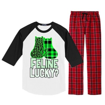 Funny Feline Lucky Feeling My Cats Luck St Patrick's Gift Raglan Sleeve Pajama Set