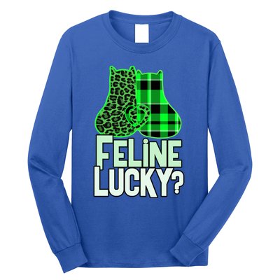 Funny Feline Lucky Feeling My Cats Luck St Patrick's Gift Long Sleeve Shirt