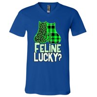 Funny Feline Lucky Feeling My Cats Luck St Patrick's Gift V-Neck T-Shirt