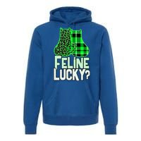 Funny Feline Lucky Feeling My Cats Luck St Patrick's Gift Premium Hoodie