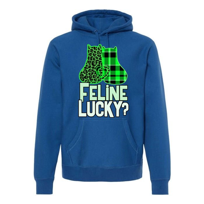 Funny Feline Lucky Feeling My Cats Luck St Patrick's Gift Premium Hoodie