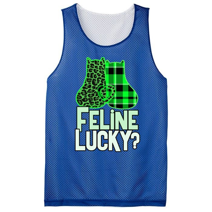 Funny Feline Lucky Feeling My Cats Luck St Patrick's Gift Mesh Reversible Basketball Jersey Tank