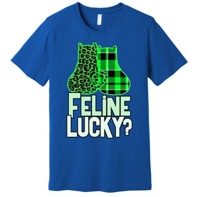 Funny Feline Lucky Feeling My Cats Luck St Patrick's Gift Premium T-Shirt