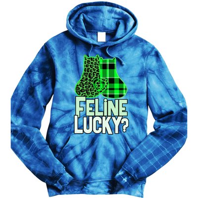 Funny Feline Lucky Feeling My Cats Luck St Patrick's Gift Tie Dye Hoodie