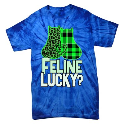 Funny Feline Lucky Feeling My Cats Luck St Patrick's Gift Tie-Dye T-Shirt