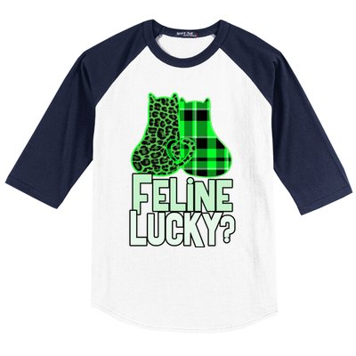 Funny Feline Lucky Feeling My Cats Luck St Patrick's Gift Baseball Sleeve Shirt