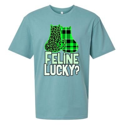 Funny Feline Lucky Feeling My Cats Luck St Patrick's Gift Sueded Cloud Jersey T-Shirt