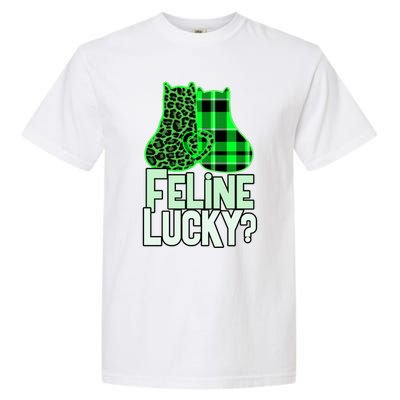 Funny Feline Lucky Feeling My Cats Luck St Patrick's Gift Garment-Dyed Heavyweight T-Shirt