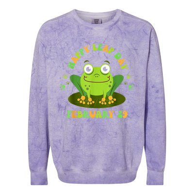 Funny Frog Lovers Happy Leap Day February 29 Green Vintage Colorblast Crewneck Sweatshirt