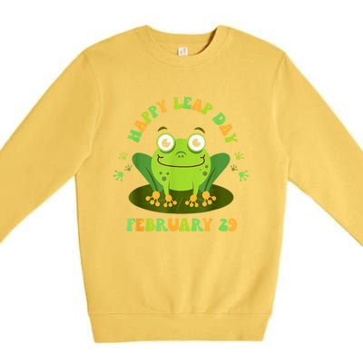 Funny Frog Lovers Happy Leap Day February 29 Green Vintage Premium Crewneck Sweatshirt