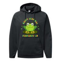 Funny Frog Lovers Happy Leap Day February 29 Green Vintage Performance Fleece Hoodie