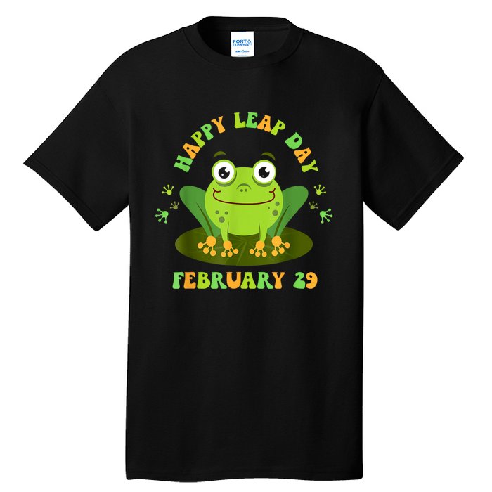 Funny Frog Lovers Happy Leap Day February 29 Green Vintage Tall T-Shirt