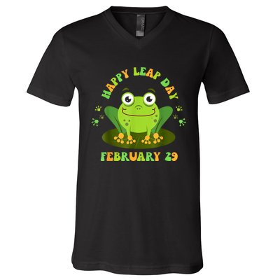 Funny Frog Lovers Happy Leap Day February 29 Green Vintage V-Neck T-Shirt