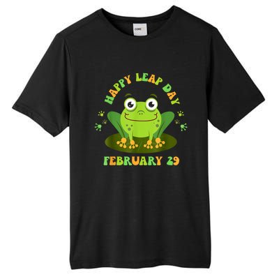 Funny Frog Lovers Happy Leap Day February 29 Green Vintage Tall Fusion ChromaSoft Performance T-Shirt