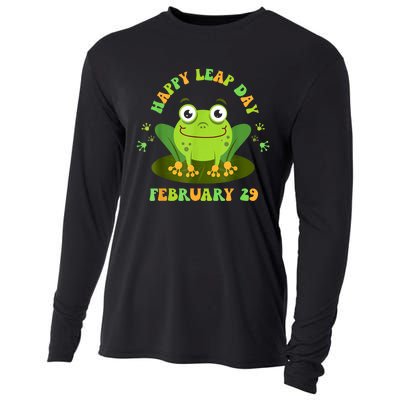 Funny Frog Lovers Happy Leap Day February 29 Green Vintage Cooling Performance Long Sleeve Crew