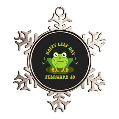 Funny Frog Lovers Happy Leap Day February 29 Green Vintage Metallic Star Ornament