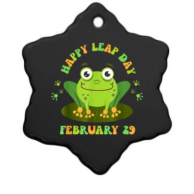 Funny Frog Lovers Happy Leap Day February 29 Green Vintage Ceramic Star Ornament