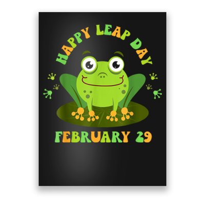 Funny Frog Lovers Happy Leap Day February 29 Green Vintage Poster