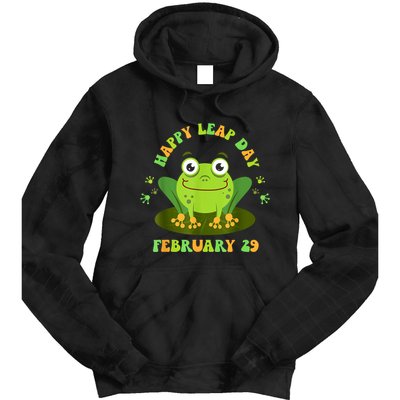 Funny Frog Lovers Happy Leap Day February 29 Green Vintage Tie Dye Hoodie