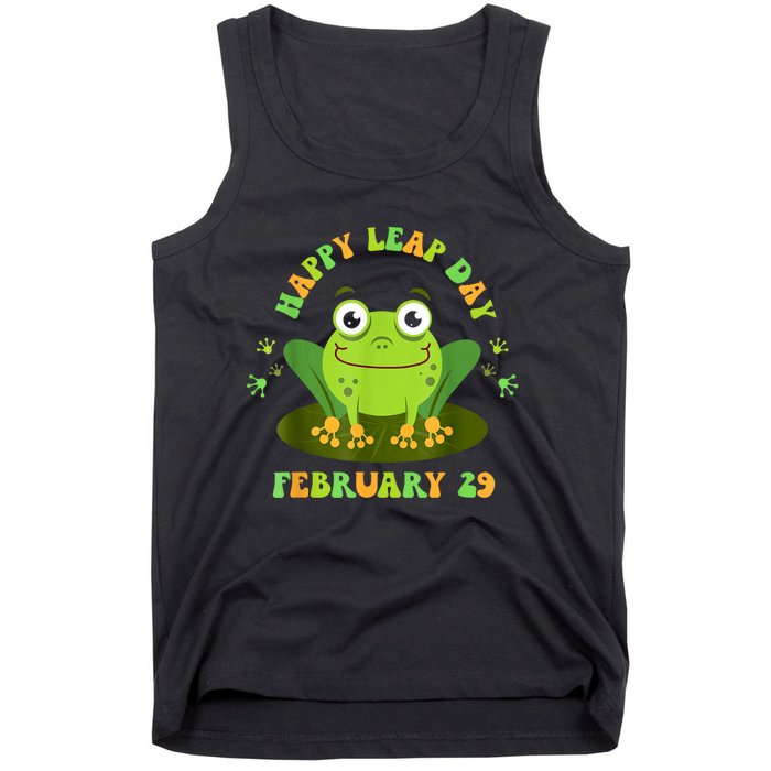 Funny Frog Lovers Happy Leap Day February 29 Green Vintage Tank Top