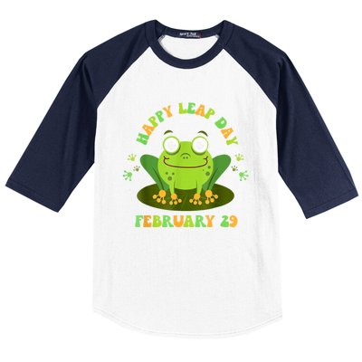 Funny Frog Lovers Happy Leap Day February 29 Green Vintage Baseball Sleeve Shirt