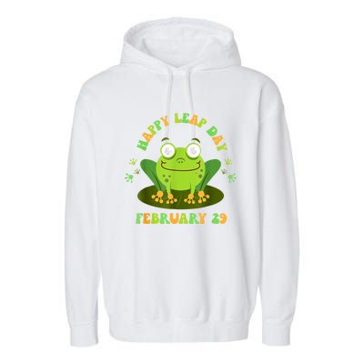 Funny Frog Lovers Happy Leap Day February 29 Green Vintage Garment-Dyed Fleece Hoodie