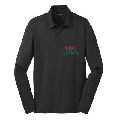 Funny Food Lovers Humor Daddys Little Meatball Gift Silk Touch Performance Long Sleeve Polo