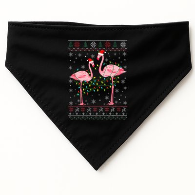 Funny Flamingo Lights Tangled Ugly Sweater Xmas  USA-Made Doggie Bandana