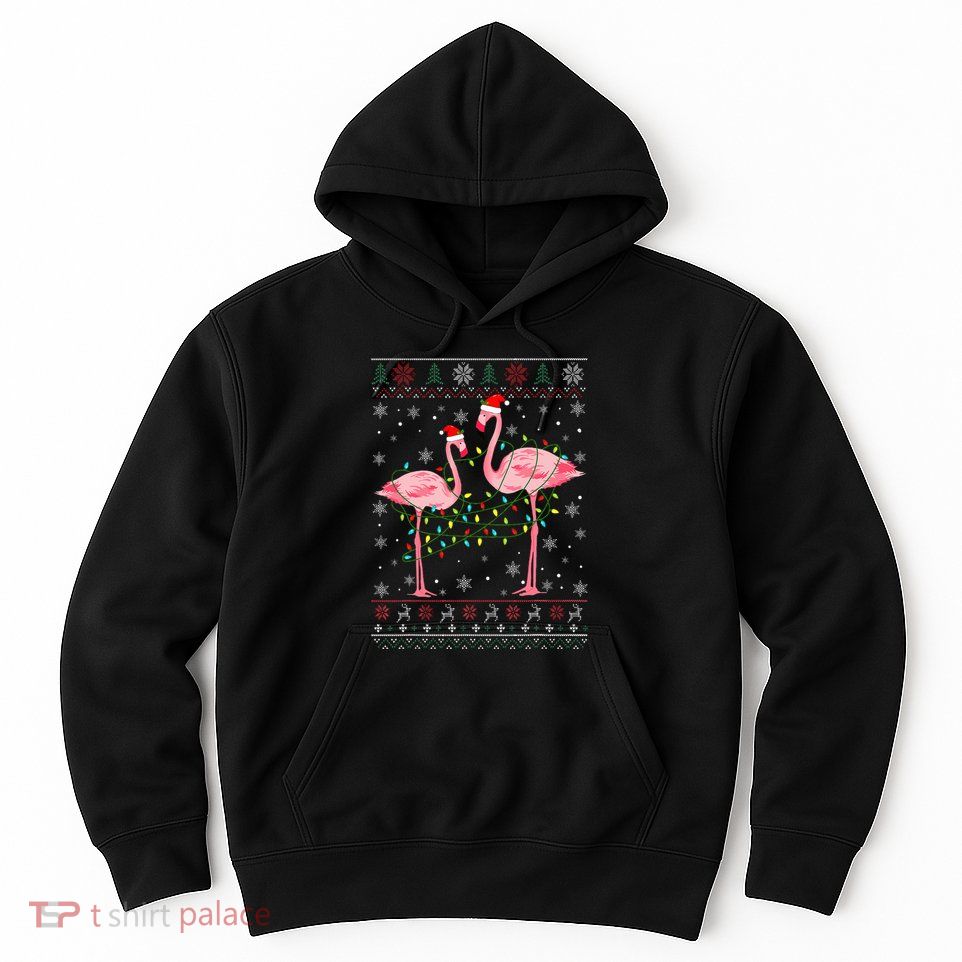 Funny Flamingo Lights Tangled Ugly Sweater Xmas  Hoodie