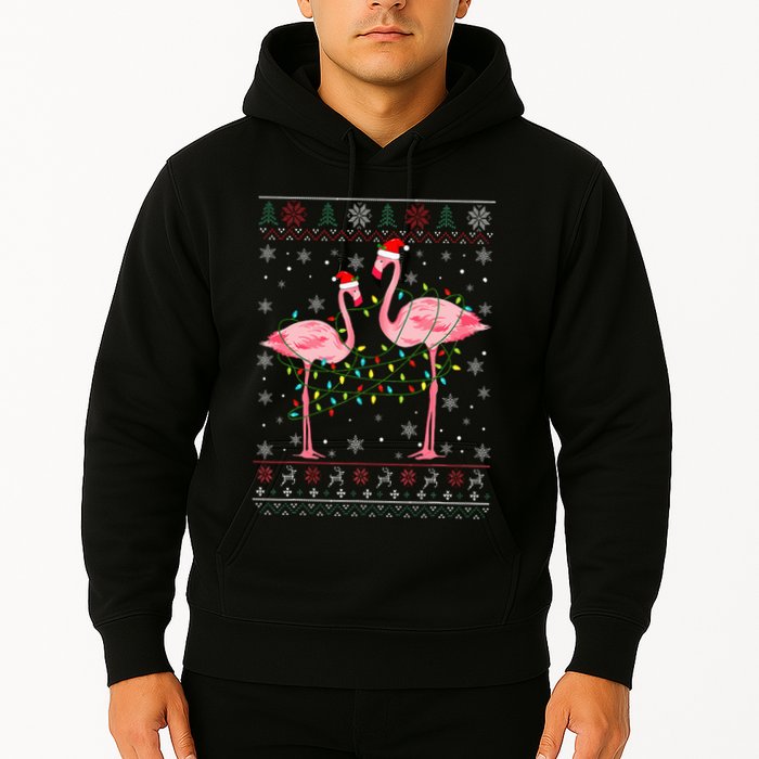 Funny Flamingo Lights Tangled Ugly Sweater Xmas  Hoodie