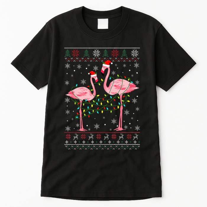 Funny Flamingo Lights Tangled Ugly Sweater Xmas  Tall T-Shirt