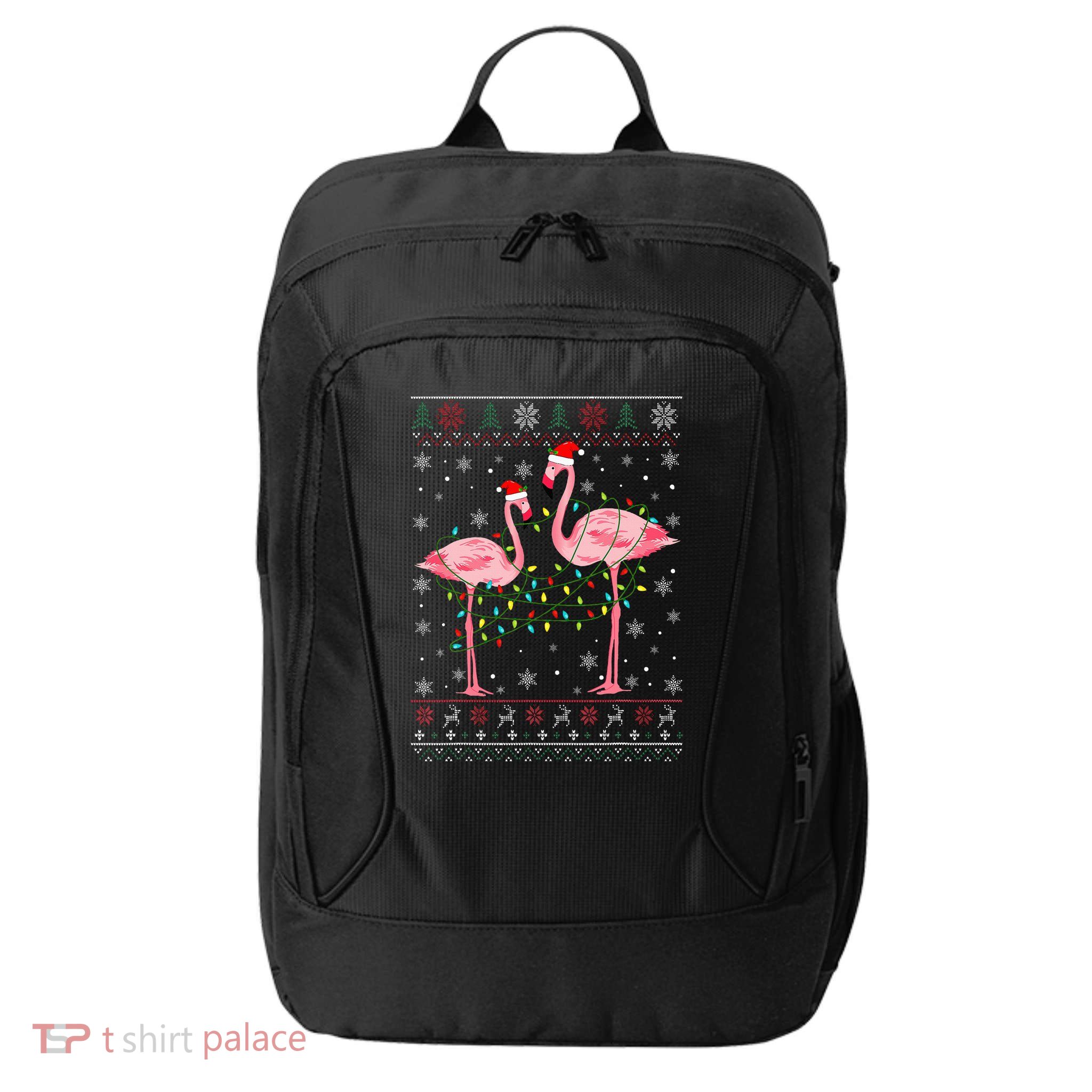 Funny Flamingo Lights Tangled Ugly Sweater Xmas  City Backpack