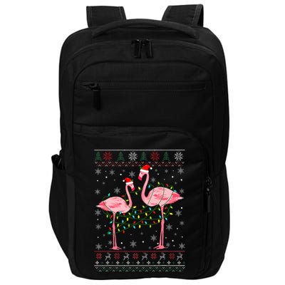 Funny Flamingo Lights Tangled Ugly Sweater Xmas  Impact Tech Backpack