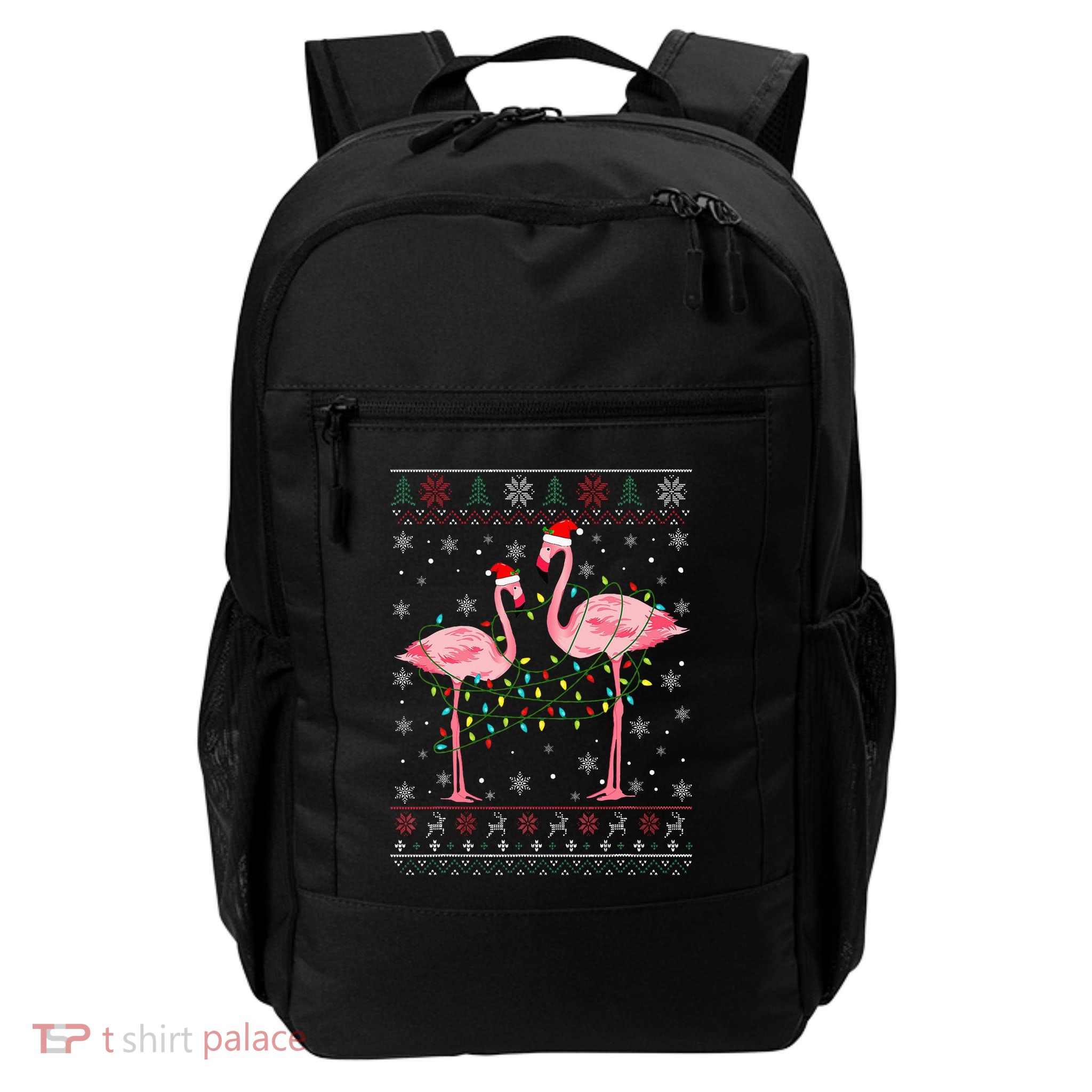Funny Flamingo Lights Tangled Ugly Sweater Xmas  Backpack
