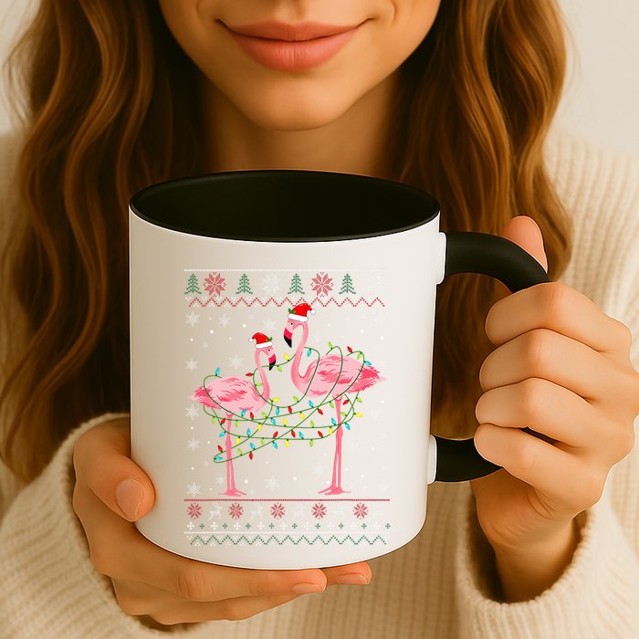 Funny Flamingo Lights Tangled Ugly Sweater Xmas  Mug
