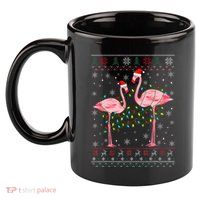 Funny Flamingo Lights Tangled Ugly Sweater Xmas  11oz C Handle Ceramic Mug