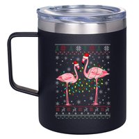 Funny Flamingo Lights Tangled Ugly Sweater Xmas  12oz Stainless Steel Coffee Mug