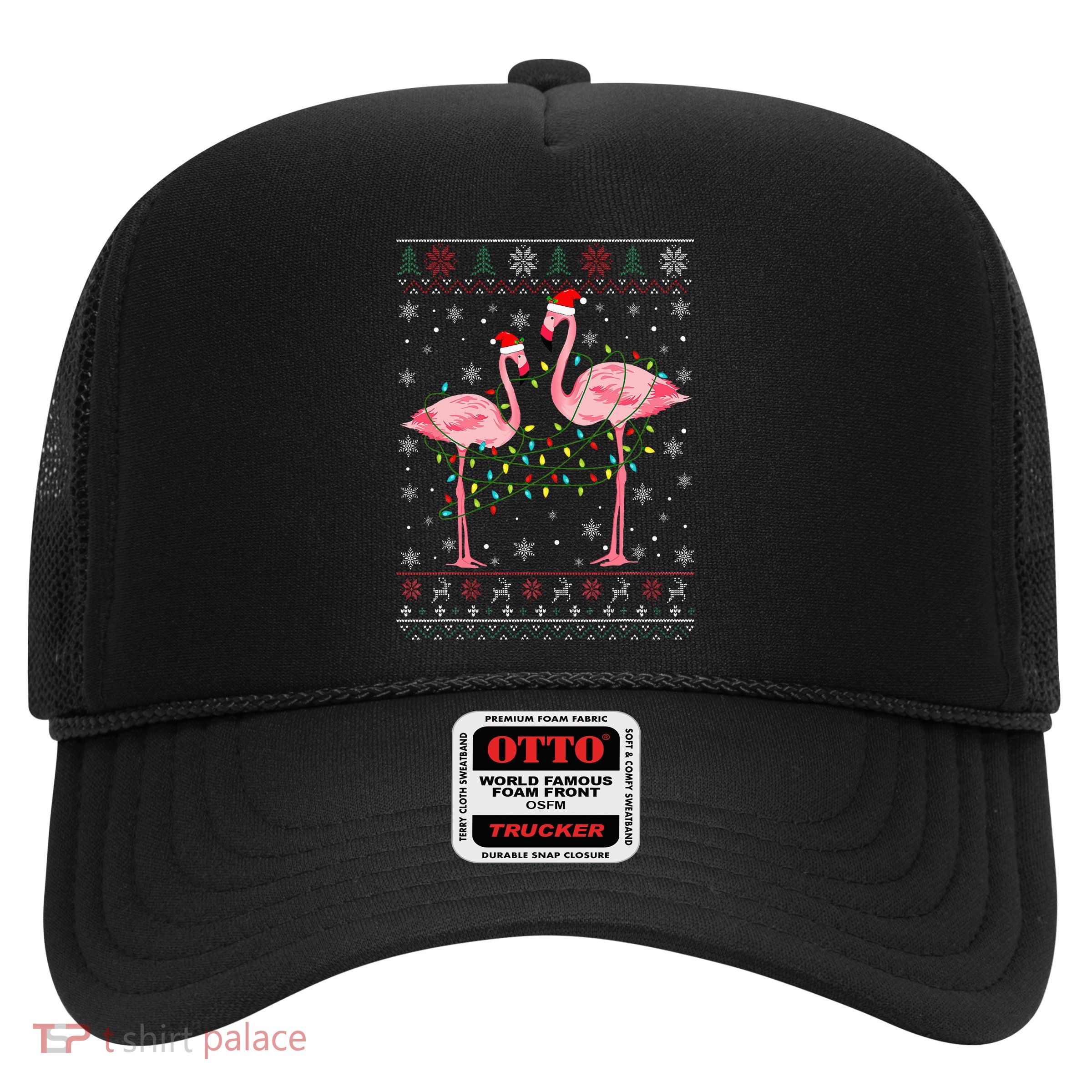 Funny Flamingo Lights Tangled Ugly Sweater Xmas  Trucker Hat