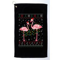 Funny Flamingo Lights Tangled Ugly Sweater Xmas  Golf Towel