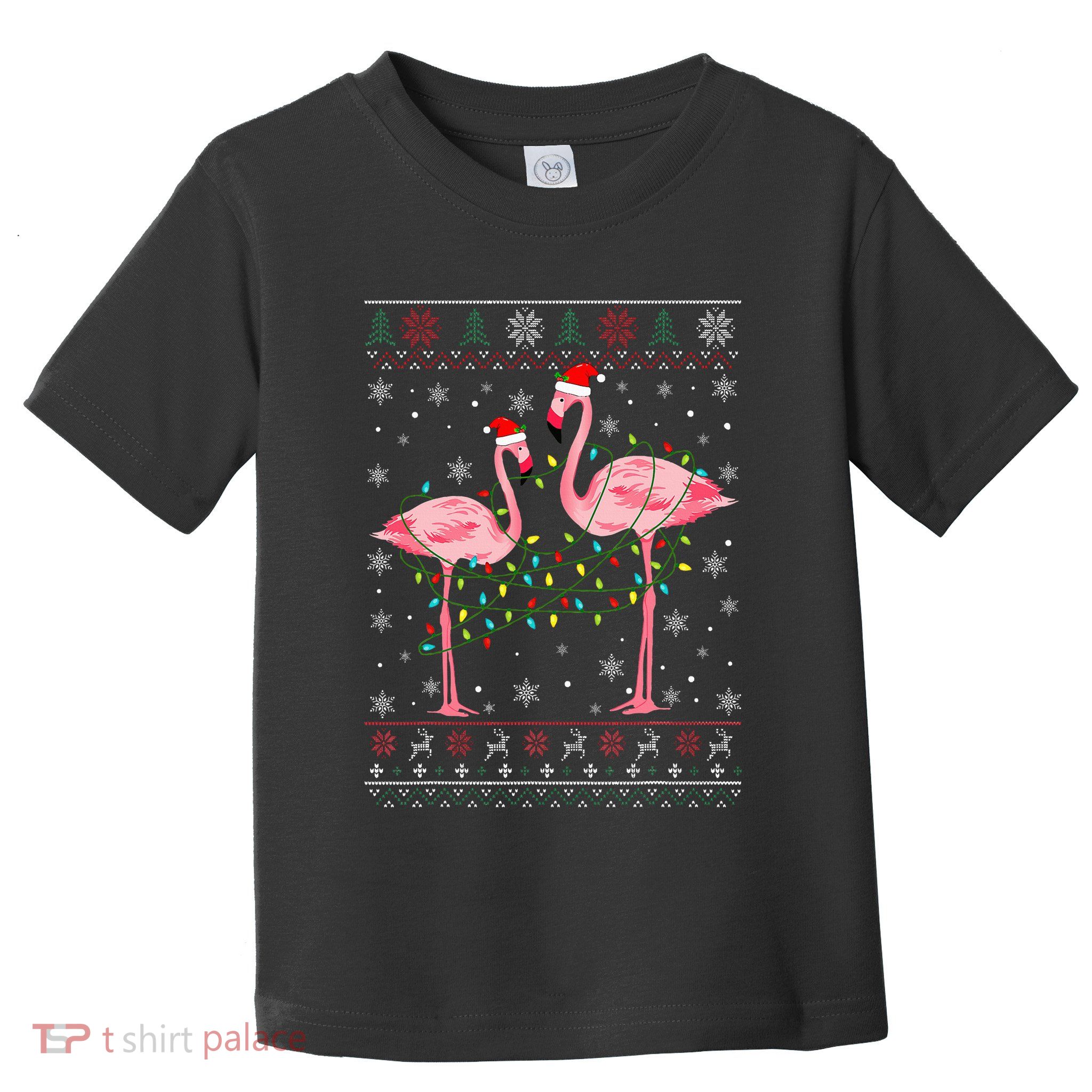 Funny Flamingo Lights Tangled Ugly Sweater Xmas  Toddler T-Shirt