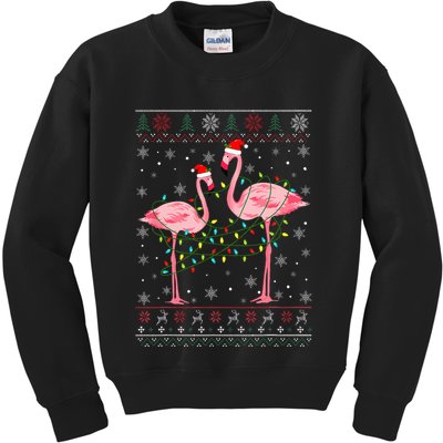 Funny Flamingo Lights Tangled Ugly Sweater Xmas  Kids Sweatshirt