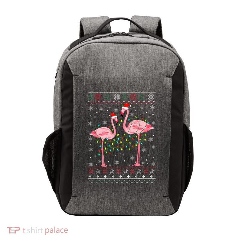 Funny Flamingo Lights Tangled Ugly Sweater Xmas  Vector Backpack