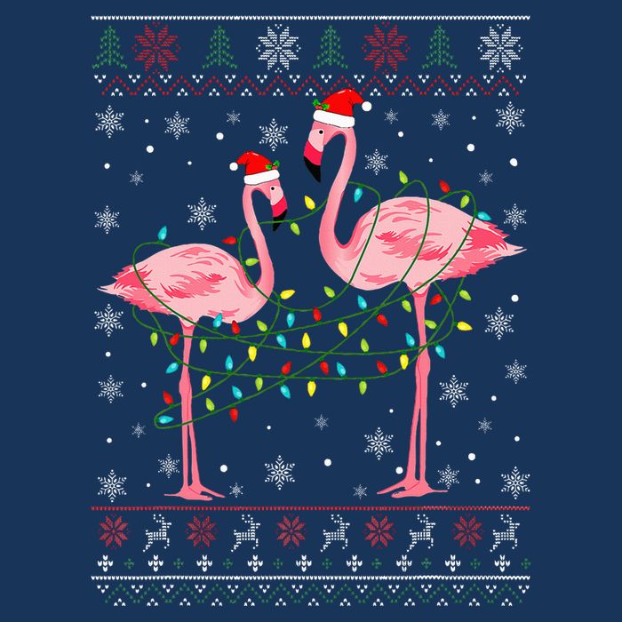 Funny Flamingo Lights Tangled Ugly Sweater Xmas  Infant Baby Jersey Bodysuit